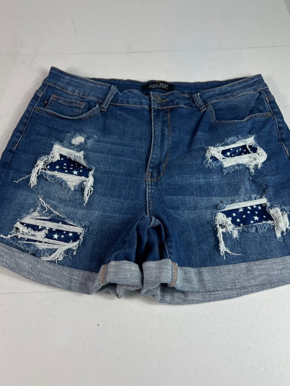 Judy Blue Jean Shorts Women's Plus 34* High Rise Distressed Denim Jorts Tag 2XL